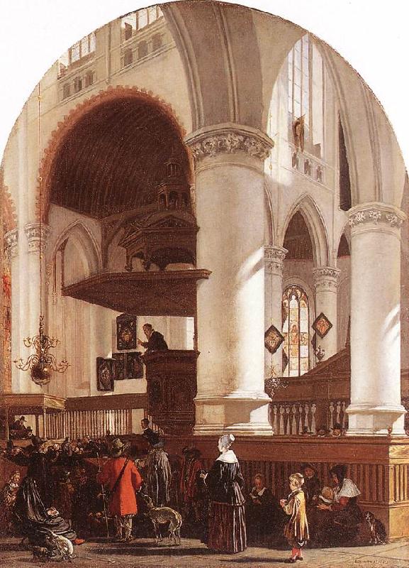 WITTE, Emanuel de Interior of the Oude Kerk at Delft during a Sermon Norge oil painting art